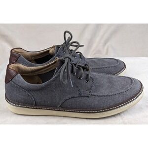 J & M Sheepskin 9.5 Mens Shoes Moc Toe Cotton‎ Canvas Lace Up K21 25-3644 Gray
